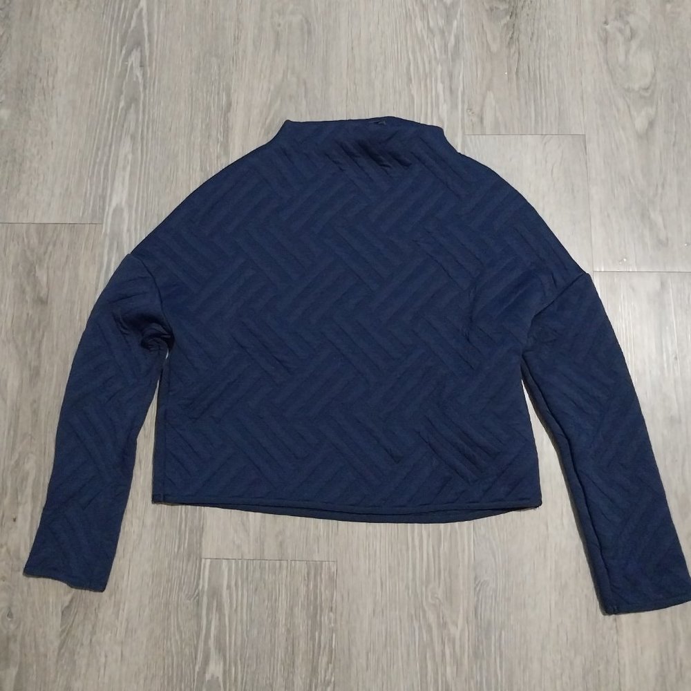 Zara Brand Navy Blue Knit Crop Top Size Small